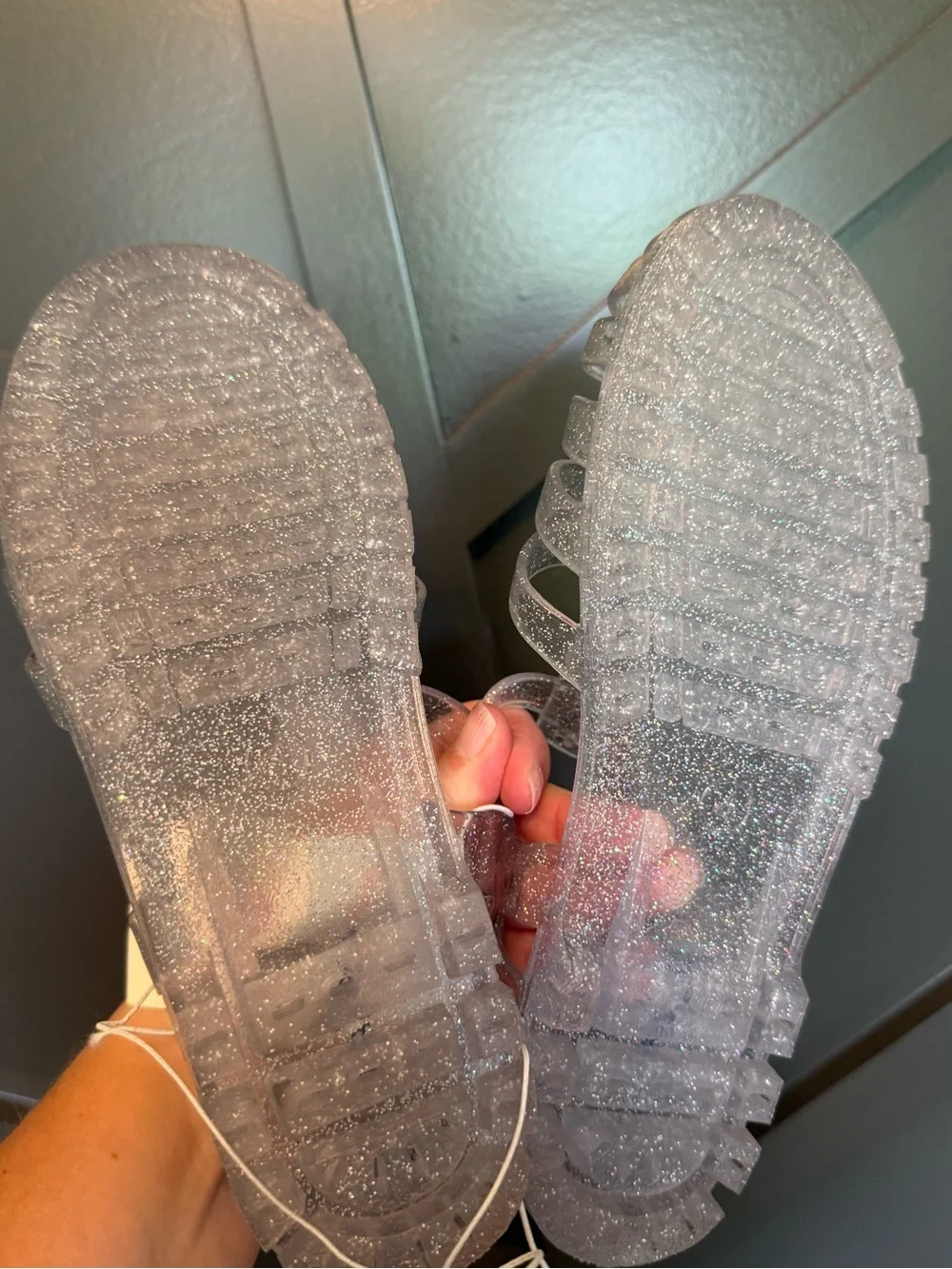 Cat & Jack Girls' Sparkle Jelly Sandals in Silver Glitter